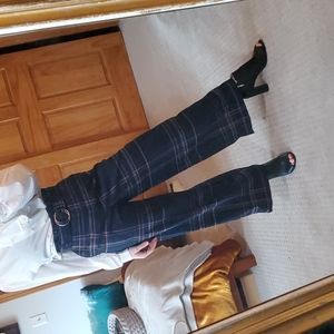 High waisted plaid flare pants
